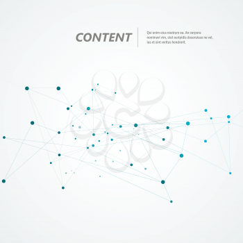 Content background with abstract connection blue lines and dots.
