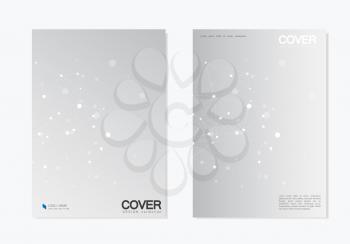 Brochure template design. Abstract connect polygonal network background with dots and lines.