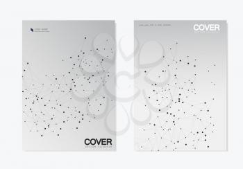 Abstract polygonal background with connected lines and dots. Modern vector templates brochure cover design.