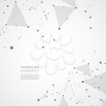 Abstract digital background design. Connect geometric polygonal structure with lines and dots.