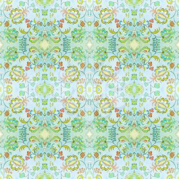 Seamless Floral Pattern. Hand Drawn Texture with Flowers.