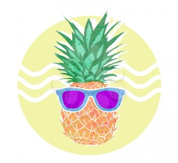 Summer card. Fashion pineapple fruit background. Summer party design template. Summer fun.