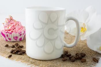 Coffee mug mockup with muffin. White mug mockup. Mug Product Mockup. Styled mockup. Product mockup. White cup mockup. Cup mockup. Blank mug. 