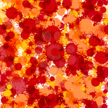 Bright red and orange artistic watercolor paint drops seamless pattern vector