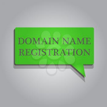 Writing note showing Domain Name Registration. Business photo showcasing Own an IP Address Identify a particular Webpage .