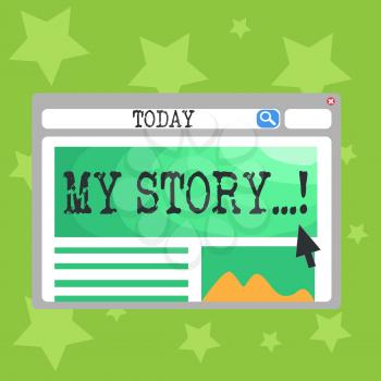 Text sign showing My Story. Business photo text your past life events actions career or choices you have made Blank Template of Pastel Colorful Website Layout Design for Homepage Format