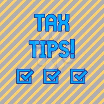 Text sign showing Tax Tips. Business photo text compulsory contribution to state revenue levied by government Seamless Diagonal Pattern of Pale Gold and Silver Stripes for Formal Theme