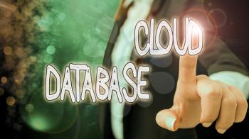 Text sign showing Cloud Database. Business photo text optimized or built for a virtualized computing environment