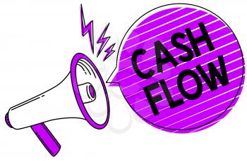 Conceptual hand writing showing Cash Flow. Business photo showcasing Movement of the money in and out affecting the liquidity Megaphone loudspeaker scream idea talk grunge speech bubble