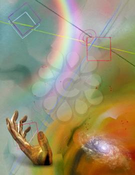 Futurism Abstract, Rainbow in hand