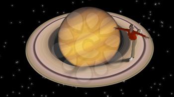 Figure skater on Saturn ring
