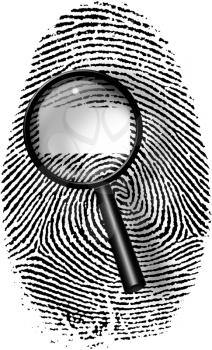 Fingerprint and magnify glass with blamk rectangle