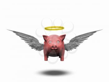 Pig with wings and gold halo