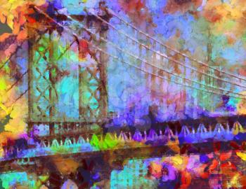 Oil painting. Manhattan Bridge