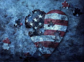 Puzzle Heart in USA national colors