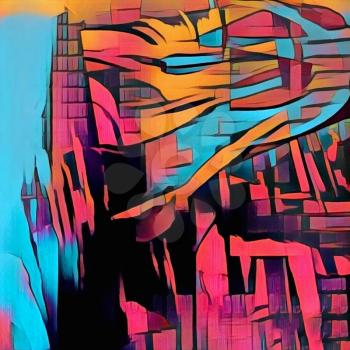 Abstract painting. Colorful brush strokes. Digital Art