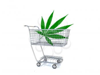 Marijuana in a shopping cart.