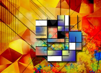 Abstraction with geometric shapes. Modern art. 3D rendering