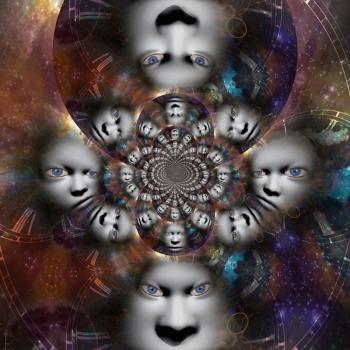 Mystic faces fractal. 3D rendering