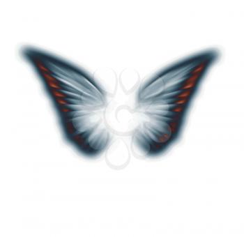 Painted angel wings isolated on white. 3D rendering