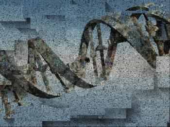 Surrealism. DNA chain. 3D rendering