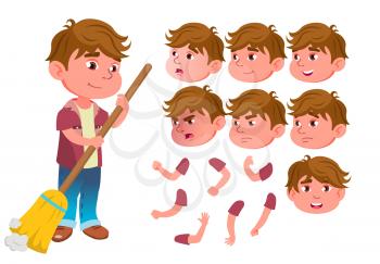 Boy, Child, Kid, Teen Vector. Expression. Lifestyle, Friendly. Face Emotions, Various Gestures Animation Creation Set Isolated Flat Cartoon Character Illustration