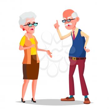 Elderly Couple Vector. Modern Grandparents. Feeling Happy. Aged. European. Isolated Flat Cartoon Illustration