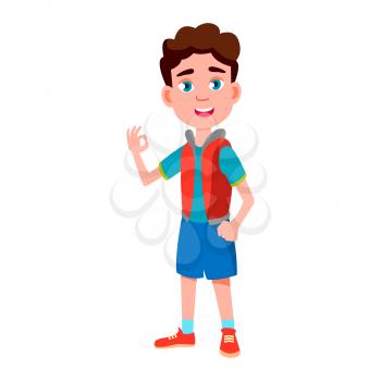 Boy Schoolboy Kid Poses Vector. Primary School Child. Cheerful Pupil. Friends. Life, Emotional. For Banner, Flyer, Web Design. Isolated Cartoon Illustration