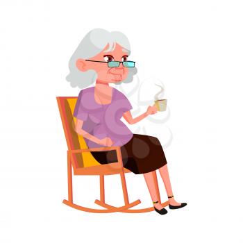 Old Woman Poses Vector. Elderly People. Senior Person. Aged. Beautiful Retiree. Life. Presentation, Print, Invitation Design. Isolated Cartoon Illustration
