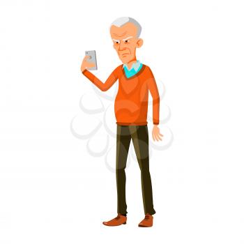 Old Man Poses Vector. Asian, Chinese, Japanese. Elderly People. Senior Person. Aged. Friendly Grandparent. Banner, Flyer, Brochure Design. Isolated Cartoon Illustration
