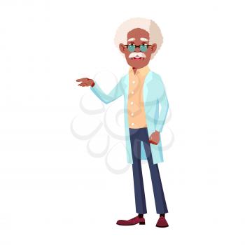 Old Man Poses Vector. Black. Afro American. Elderly People. Senior Person. Aged. Active Grandparent. Joy. Presentation, Print, Invitation Design. Isolated Cartoon Illustration
