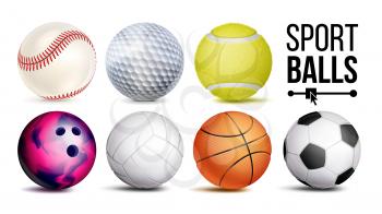 Sport Balls Set Vector. Sport Game, Fitness Symbol. Isolated Illustration