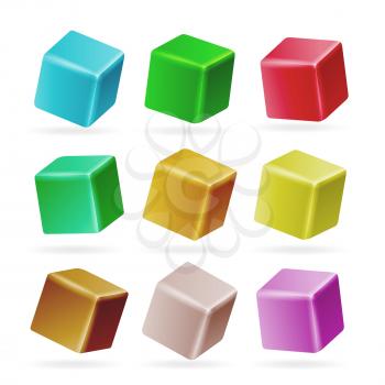 Colorful Cube 3d Set Vector. Perspective Empty Models Of A Cube Isolated On White