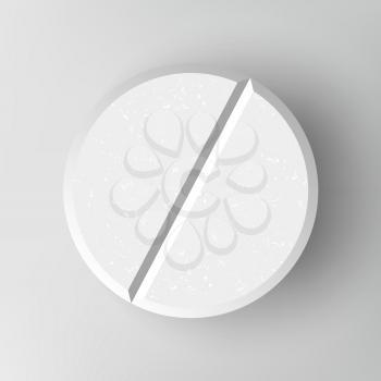 White 3D Medical Pill Or Drug Vector Illustration. Graphic Empty Concept. Realistic Tablet