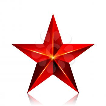 Achievement Vector Star. Red Sign. Decoration Symbol. 3d Shine Icon Isolated On White