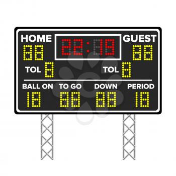 American Football Scoreboard. Sport Game Score. Digital LED Dots. Vector