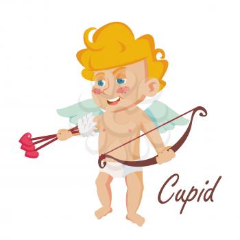 Cupid Vector. Vintage Mascot. Cupids Arrow. Valentine Day. Element For Greeting Cards. Cartoon Illustration