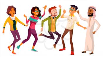 Dancing People Set Vector. Active Woman, Man. Important Event. Isolated Flat Cartoon Illustration