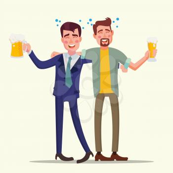 Drunk Office Man Vector. Funny Friends. Relaxing Concept. Business Party. Cartoon Illustration