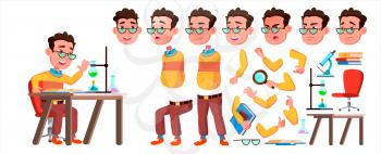 Boy Schoolboy Kid Vector. High School Child. Animation Creation Set. Face Emotions, Gestures. Teaching, Educate, Schoolkid. For Advertising, Booklet Placard Design Animated Illustration