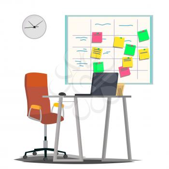 Planning Board Vector. Agile Board. Tasks For Team Development. Full Of Tasks. Flat Illustration