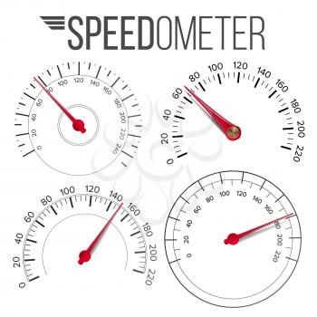 Speedometer Set Vector. Car Abstract Console Gauge Tachometer. Tachometer. For Transportation Design. Illustration