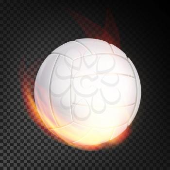Volleyball Ball Vector Realistic. White Volley Ball In Burning Style Isolated On Transparent Background