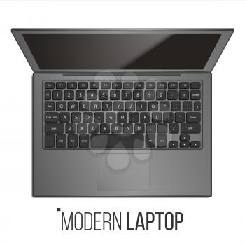 Laptop Vector. Realistic Modern Laptop. Top View. Isolated Illustration