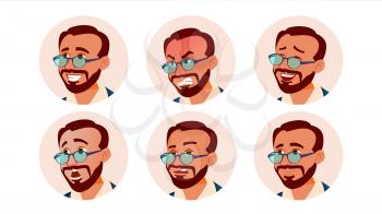 Avatar Icon Man Vector. Turkish. Turk Human Emotions. Anonymous Male. Various Expression. Various Head. Isolated Cartoon Illustration