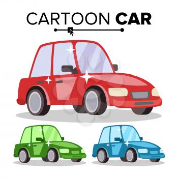 Cartoon Car Vector. Reg, Green, Blue. Flat Style Isolated On White