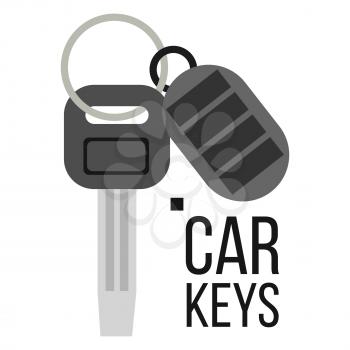 Keys Car Vector. Icon Of Auto Key. Keychain Lock Sign. Isolated Illustration