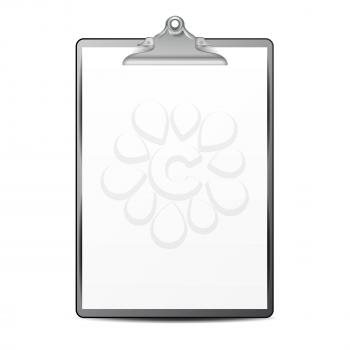 Realistic Clipboard With Paper Vector. Mock up For Your Design. A4 Size. Isolated On White Background Illustration