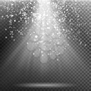 Falling Snow Background Isolated Vector. Realistic Snowflake Background. Winter Xmas Frost Effect. Transparent Illustration