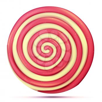 Lollipop Isolated Vector. Classic Sweet Realistic Candy Abstract Spiral Illustration